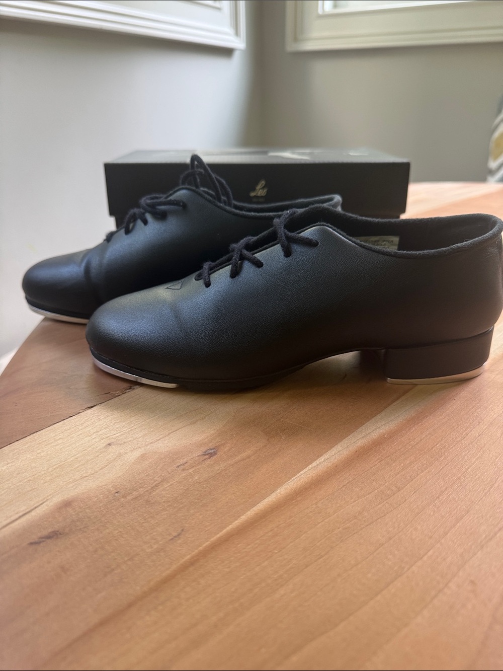 Black Kids Tap Dance Shoes - Lace-Up Tap Shoes (worn once)